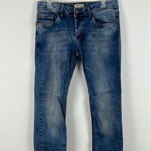 J Wargas Straight Jeans Size 32 Blue Inseam 32in Rise 9in Stretch 5 Pocket